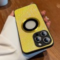 For iPhone 15 Pro Glitter Sticky PC Hybrid TPU Magnetic Phone Case(Yellow)