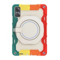 For Xiaomi Redmi Pad SE Armor Portable Rotating Ring Holder Silicone Tablet Case(Colorful Red)