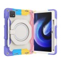 For Xiaomi Pad 6/6 Pro Armor Portable Rotating Ring Holder Silicone Tablet Case(Colorful Pink)