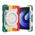 For Xiaomi Pad 6/6 Pro Armor Portable Rotating Ring Holder Silicone Tablet Case(Colorful Red)