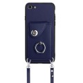 For iPhone SE 2022 / 2020 / 8 / 7 Organ Card Bag Ring Holder Phone Case with Long Lanyard(Blue)