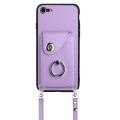 For iPhone SE 2022 / 2020 / 8 / 7 Organ Card Bag Ring Holder Phone Case with Long Lanyard(Purple)