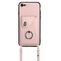 For iPhone SE 2022 / 2020 / 8 / 7 Organ Card Bag Ring Holder Phone Case with Long Lanyard(Pink)