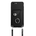 For iPhone 8 Plus / 7 Plus Organ Card Bag Ring Holder Phone Case with Long Lanyard(Black)