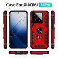 For Xiaomi 14 Pro Shockproof TPU + PC Phone Case with Holder(Red)