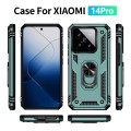 For Xiaomi 14 Pro Shockproof TPU + PC Phone Case with Holder(Dark Green)