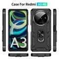 For Xiaomi Redmi A3 4G Shockproof TPU + PC Phone Case with Holder(Black)
