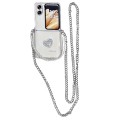 For OPPO Find N2 Flip TPU DIY Flash Diamond Love Hinge Buckle Phone Case with Long and Short Chain(T