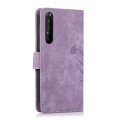 For Sony Xperia 1 IV Orchid Butterfly Embossed Leather Phone Case(Purple)