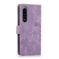 For Sony Xperia 5 IV Orchid Butterfly Embossed Leather Phone Case(Purple)