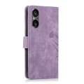 For Sony Xperia 5 V 5G Orchid Butterfly Embossed Leather Phone Case(Purple)