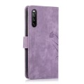 For Sony Xperia 10 III Orchid Butterfly Embossed Leather Phone Case(Purple)