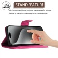 For iPhone 15 Pro Rhombic Texture Flip Leather Phone Case with Lanyard(Rose Red)