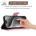 For iPhone 15 Pro Rhombic Texture Flip Leather Phone Case with Lanyard(Pink)