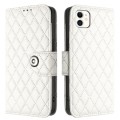 For iPhone 12 / 12 Pro Rhombic Texture Flip Leather Phone Case with Lanyard(White)