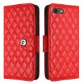 For iPhone SE 2022 / 2020 / 8 / 7 Rhombic Texture Flip Leather Phone Case with Lanyard(Red)