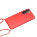 For Samsung Galaxy A35 5G Wheat Straw Material + TPU Phone Case with Lanyard(Red)