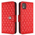 For Nokia C02 Rhombic Texture Flip Leather Phone Case with Lanyard(Red)