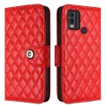 For Nokia C22 Rhombic Texture Flip Leather Phone Case with Lanyard(Red)