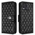 For Nokia C22 Rhombic Texture Flip Leather Phone Case with Lanyard(Black)