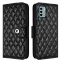 For Nokia G22 Rhombic Texture Flip Leather Phone Case with Lanyard(Black)