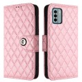 For Nokia G22 Rhombic Texture Flip Leather Phone Case with Lanyard(Pink)