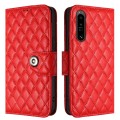 For Sony Xperia 1 IV Rhombic Texture Flip Leather Phone Case with Lanyard(Red)