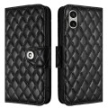 For Sony Xperia 5 V Rhombic Texture Flip Leather Phone Case with Lanyard(Black)