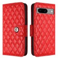 For Google Pixel 8 Rhombic Texture Flip Leather Phone Case with Lanyard(Red)