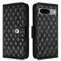 For Google Pixel 8 Rhombic Texture Flip Leather Phone Case with Lanyard(Black)