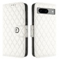 For Google Pixel 8 Rhombic Texture Flip Leather Phone Case with Lanyard(White)