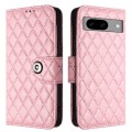 For Google Pixel 8 Rhombic Texture Flip Leather Phone Case with Lanyard(Pink)