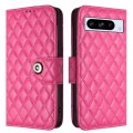 For Google Pixel 8 Pro Rhombic Texture Flip Leather Phone Case with Lanyard(Rose Red)