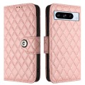 For Google Pixel 8 Pro Rhombic Texture Flip Leather Phone Case with Lanyard(Coral Pink)
