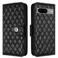 For Google Pixel 8a Rhombic Texture Flip Leather Phone Case with Lanyard(Black)