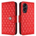 For Honor 90 Lite Rhombic Texture Flip Leather Phone Case with Lanyard(Red)