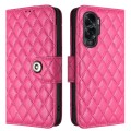 For Honor 90 Lite Rhombic Texture Flip Leather Phone Case with Lanyard(Rose Red)