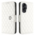 For Honor 90 Lite Rhombic Texture Flip Leather Phone Case with Lanyard(White)