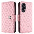 For Honor 90 Lite Rhombic Texture Flip Leather Phone Case with Lanyard(Pink)