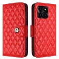 For Honor X6a Rhombic Texture Flip Leather Phone Case with Lanyard(Red)