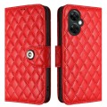 For OnePlus CE 3 Lite 5G / Nord N30 Rhombic Texture Flip Leather Phone Case with Lanyard(Red)