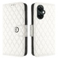 For OnePlus CE 3 Lite 5G / Nord N30 Rhombic Texture Flip Leather Phone Case with Lanyard(White)