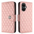 For OnePlus CE 3 Lite 5G / Nord N30 Rhombic Texture Flip Leather Phone Case with Lanyard(Coral Pink)