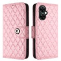 For OnePlus CE 3 Lite 5G / Nord N30 Rhombic Texture Flip Leather Phone Case with Lanyard(Pink)