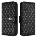 For OPPO A38 4G / A18 4G Rhombic Texture Flip Leather Phone Case with Lanyard(Black)