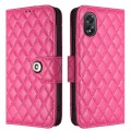 For OPPO A38 4G / A18 4G Rhombic Texture Flip Leather Phone Case with Lanyard(Rose Red)