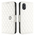 For OPPO A38 4G / A18 4G Rhombic Texture Flip Leather Phone Case with Lanyard(White)