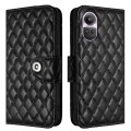 For OPPO Reno10 / Reno10 Pro Global Rhombic Texture Flip Leather Phone Case with Lanyard(Black)