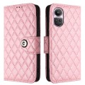For OPPO Reno10 / Reno10 Pro Global Rhombic Texture Flip Leather Phone Case with Lanyard(Pink)