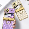 For vivo X Flip GKK Integrated Rhombus Pattern Electroplating Leather Magnetic Phone Case with Ring(